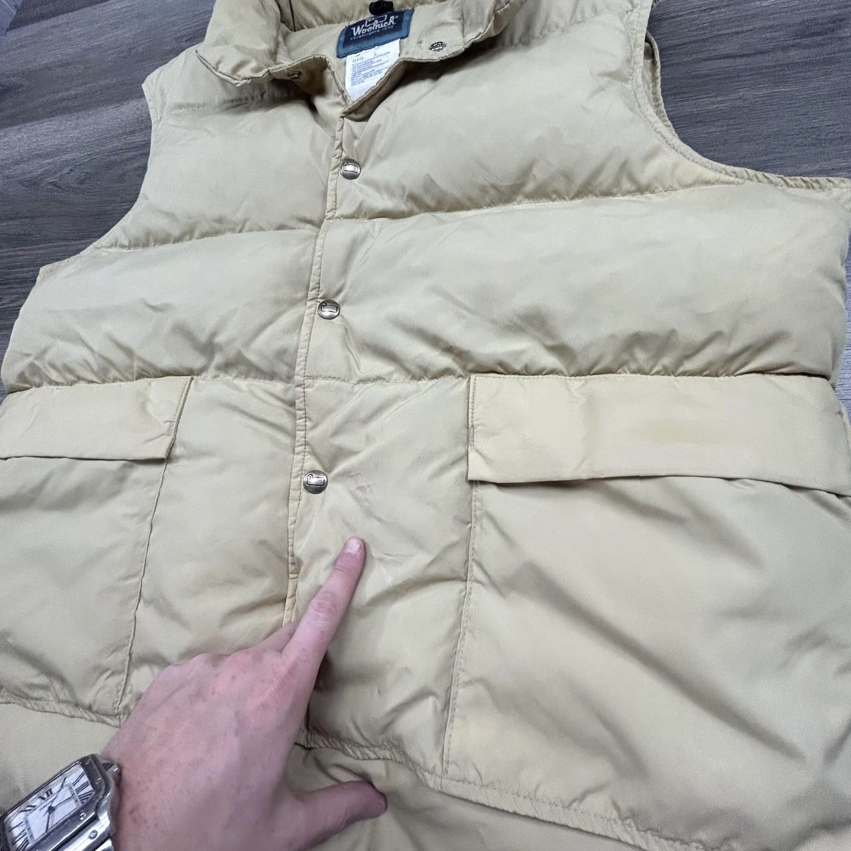 Vintage VINTAGE Woolrich Puffer Vest Mens L Snap Front Pockets 80s USA Beige Down Insulated Quilted Outdoors Ski Casual Mens Size US L / EU 52-54 / 3 - 6 Thumbnail