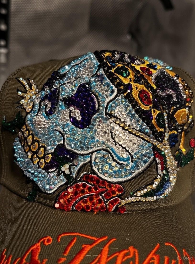 Ed Hardy “Blue Reign” Ed Hardy Hat – 2,000+ Swarovski – Y2K Designer Size ONE SIZE - 1 Thumbnail