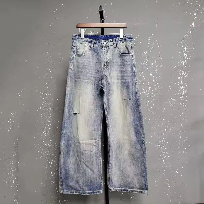 Japanese Brand Cyber-Y2K Distressed Baggy Jeans - Wide-Leg Faded Wash Denim Size US 29 - 5 Thumbnail