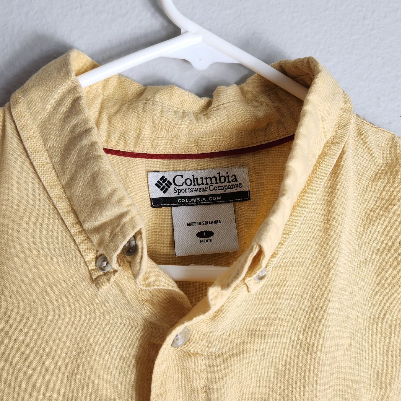 Vintage Columbia Shirt Mens Light Yellow Ramie/Cotton Short Sleeve Buttondown Shirt-Size L Size US L / EU 52-54 / 3 - 3 Thumbnail