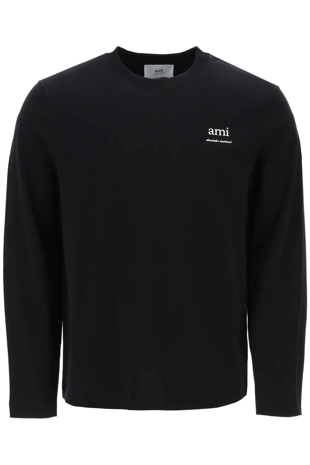 image of Ami O1S22I1N0324 Long-Sleeved Cotton T-Shirt In Black, Women's (Size Small)