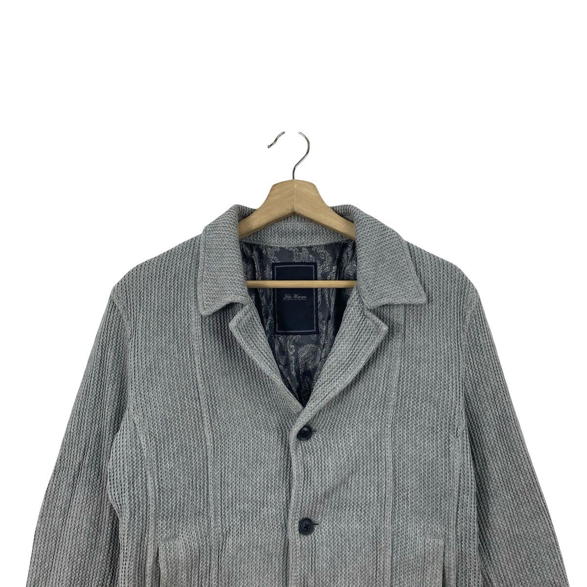 Vintage Vintage TETE HOMME TEXTURED Knit Jacket Button Up Casual Size S / US 4 / IT 40 - 2 Thumbnail