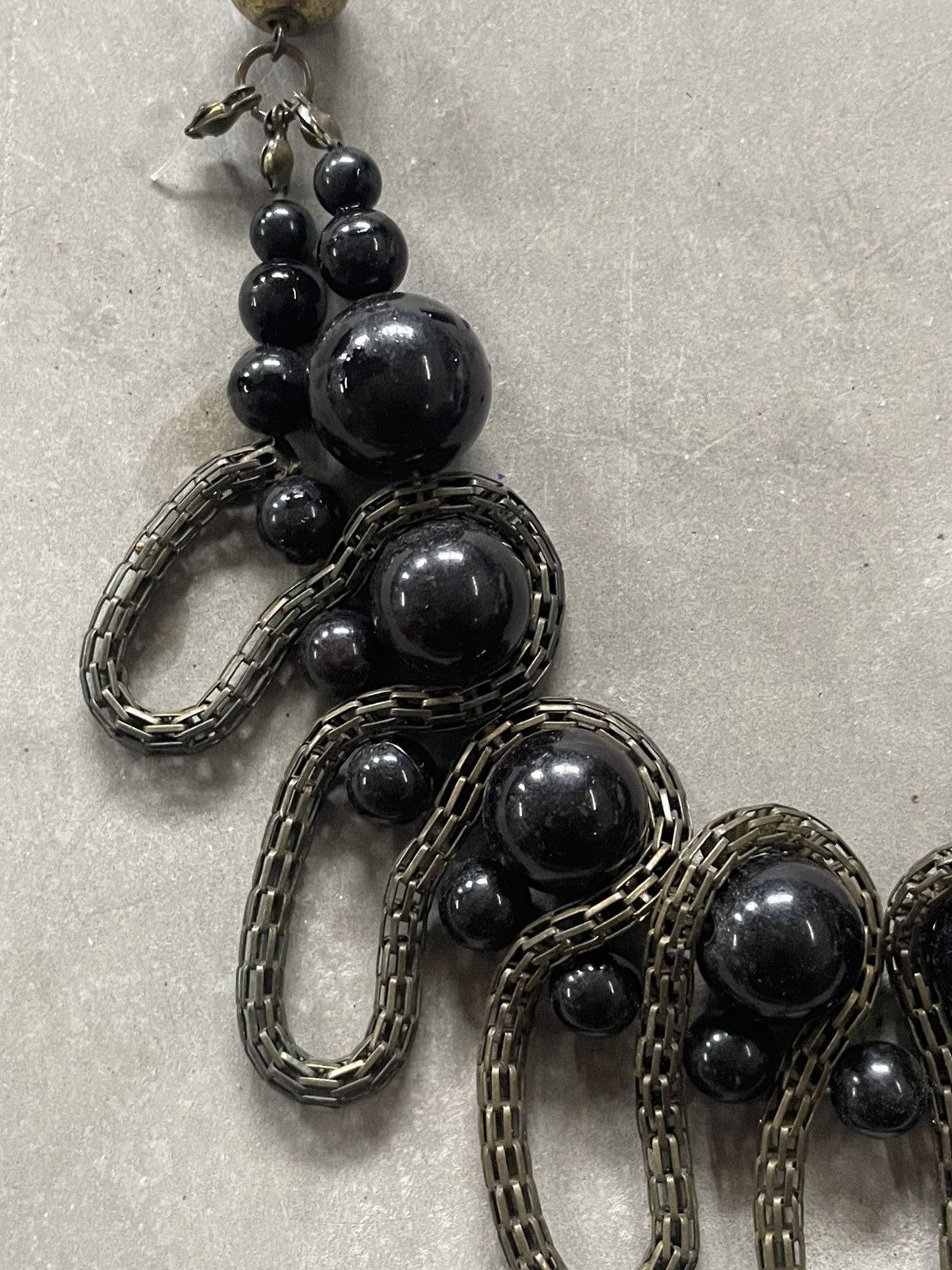 If Six Was Nine Vintage Antique Bronze Black Beaded Necklace Etnik Size ONE SIZE - 4 Thumbnail