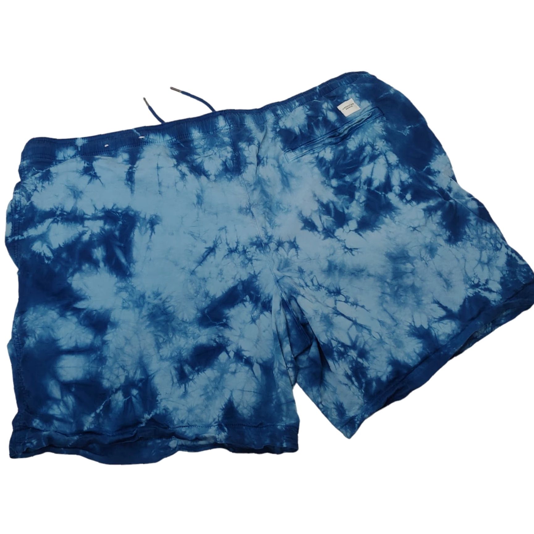 Vintage American Eagle Bermuda Shorts Men XXL Blue Tie Dye Elastic Drawstring Cotton Hippie Size US 39 - 2 Thumbnail