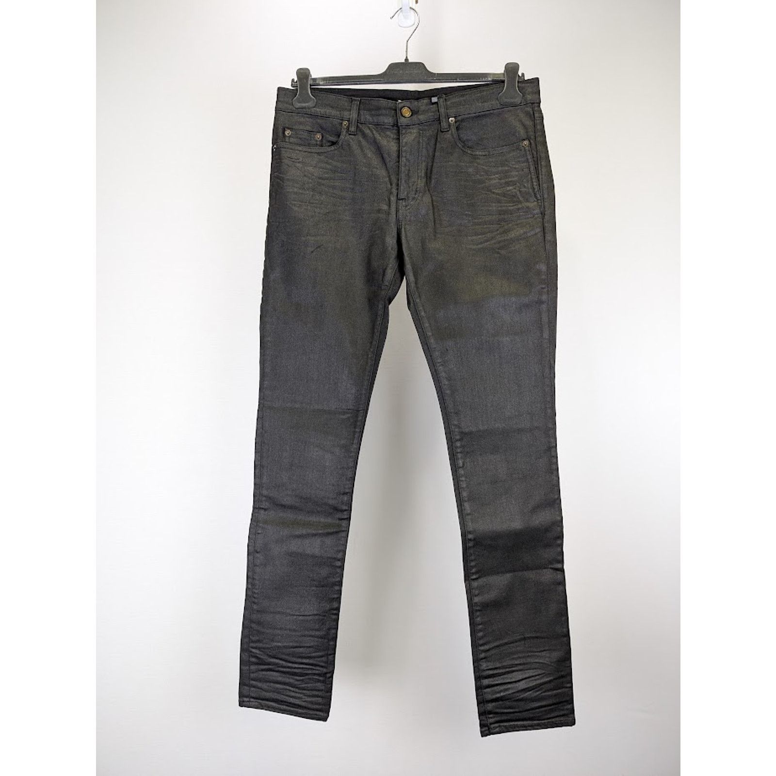 Saint Laurent Paris o1rshd1 Skinny 5 Pocket Low Nightrider Jeans in Black Size US 28 / EU 44 - 2 Thumbnail