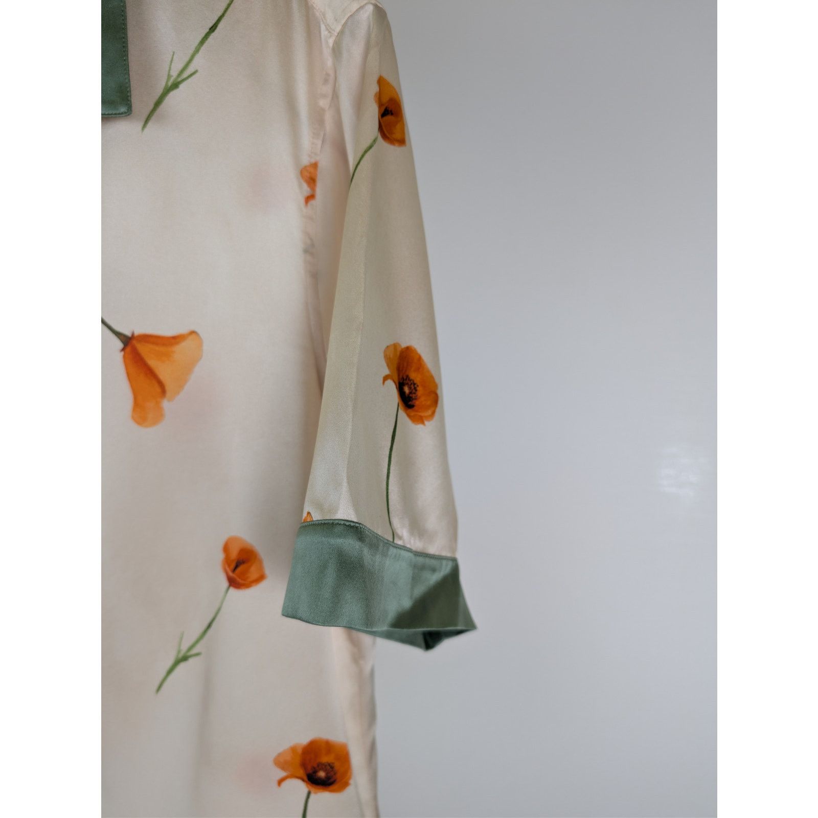 Nahmias o1rshd1 CC20 Colorblock Poppy Short Sleeve Silk Shirt Ivory Size US M / EU 48-50 / 2 - 5 Thumbnail