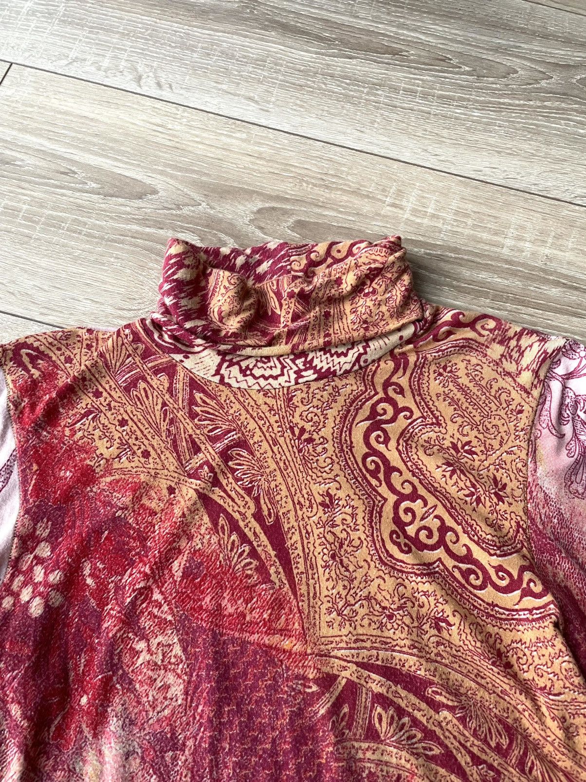 Roberto Cavalli Vintage Roberto Cavalli Class Paisley Top Turtleneck Shirt Size L / US 10 / IT 46 - 4 Thumbnail