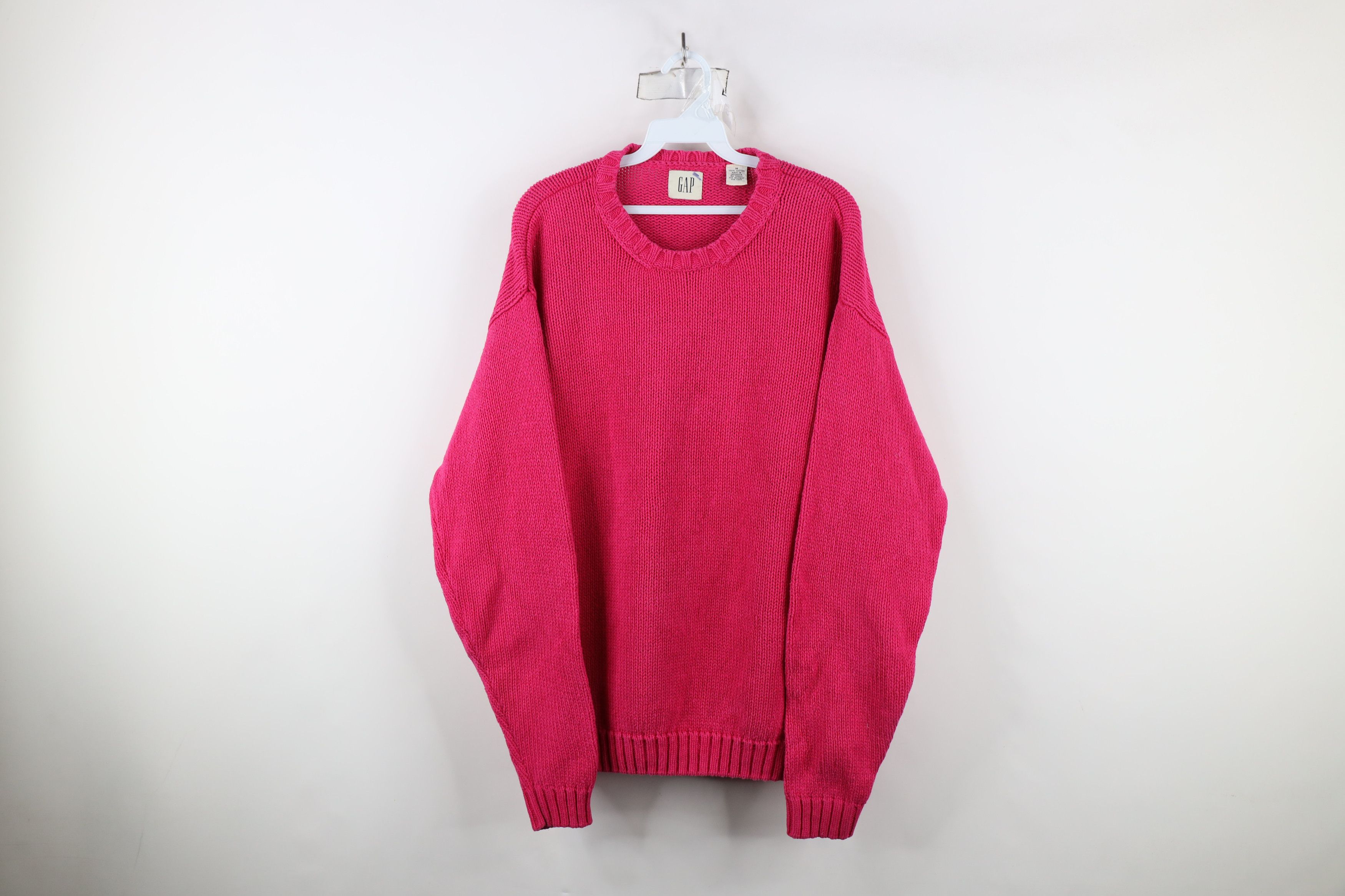 Gap VINTAGE 1990s GAP COTTON KNIT SWEATER PINK V-NECK XXL 2XL