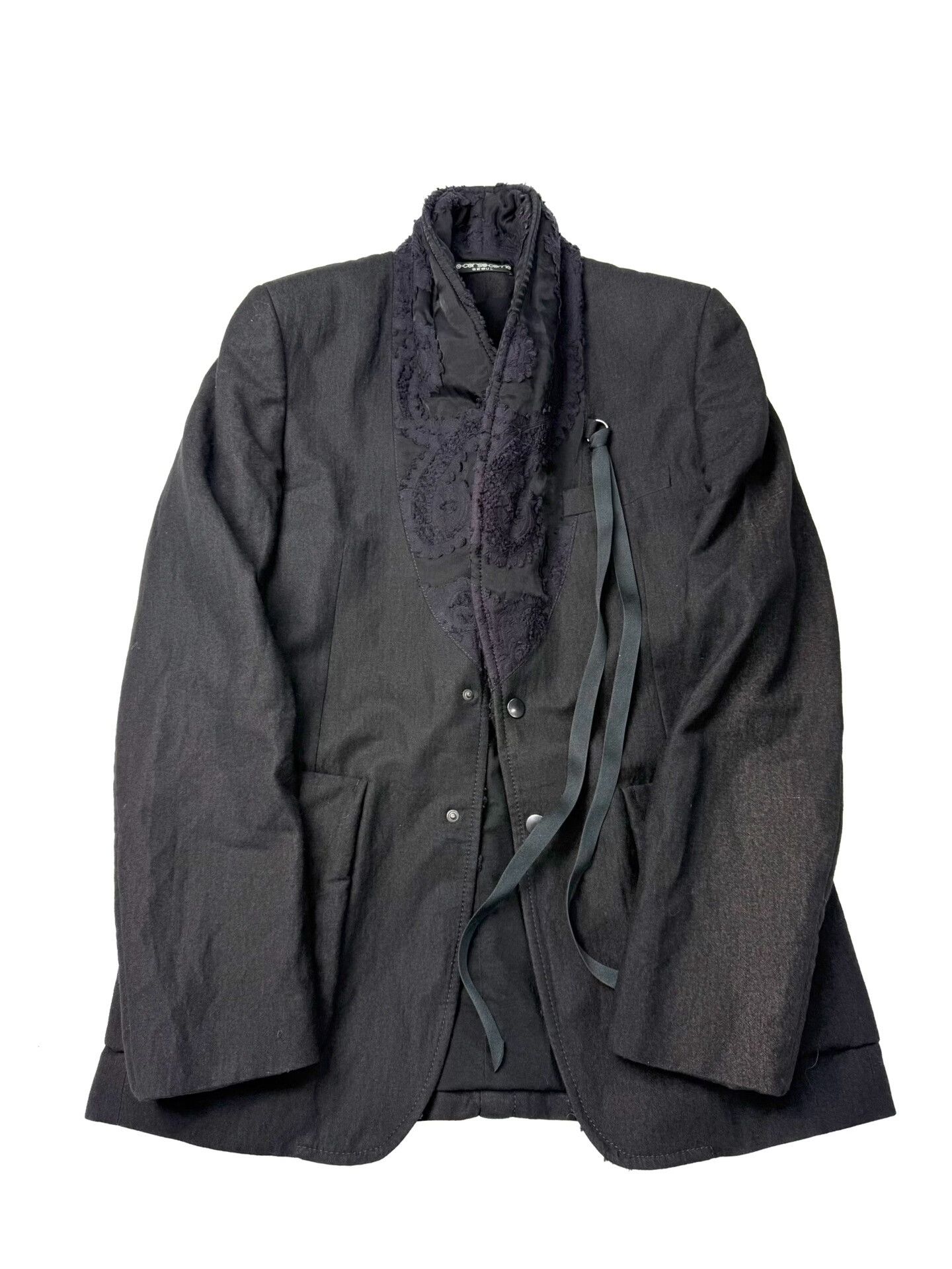 Ann Demeulemeester elegance in black with lambswool collar Size S / US 4 / IT 40 - 1 Thumbnail