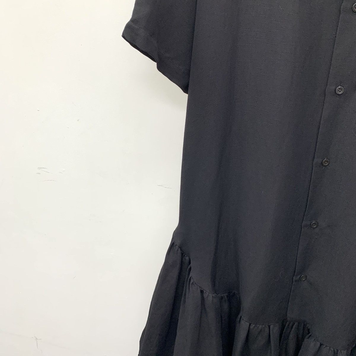 AMI Ami, Black Lapel Short Sleeve Irregular Hem Dress K26WX Size S / US 4 / IT 40 - 4 Thumbnail