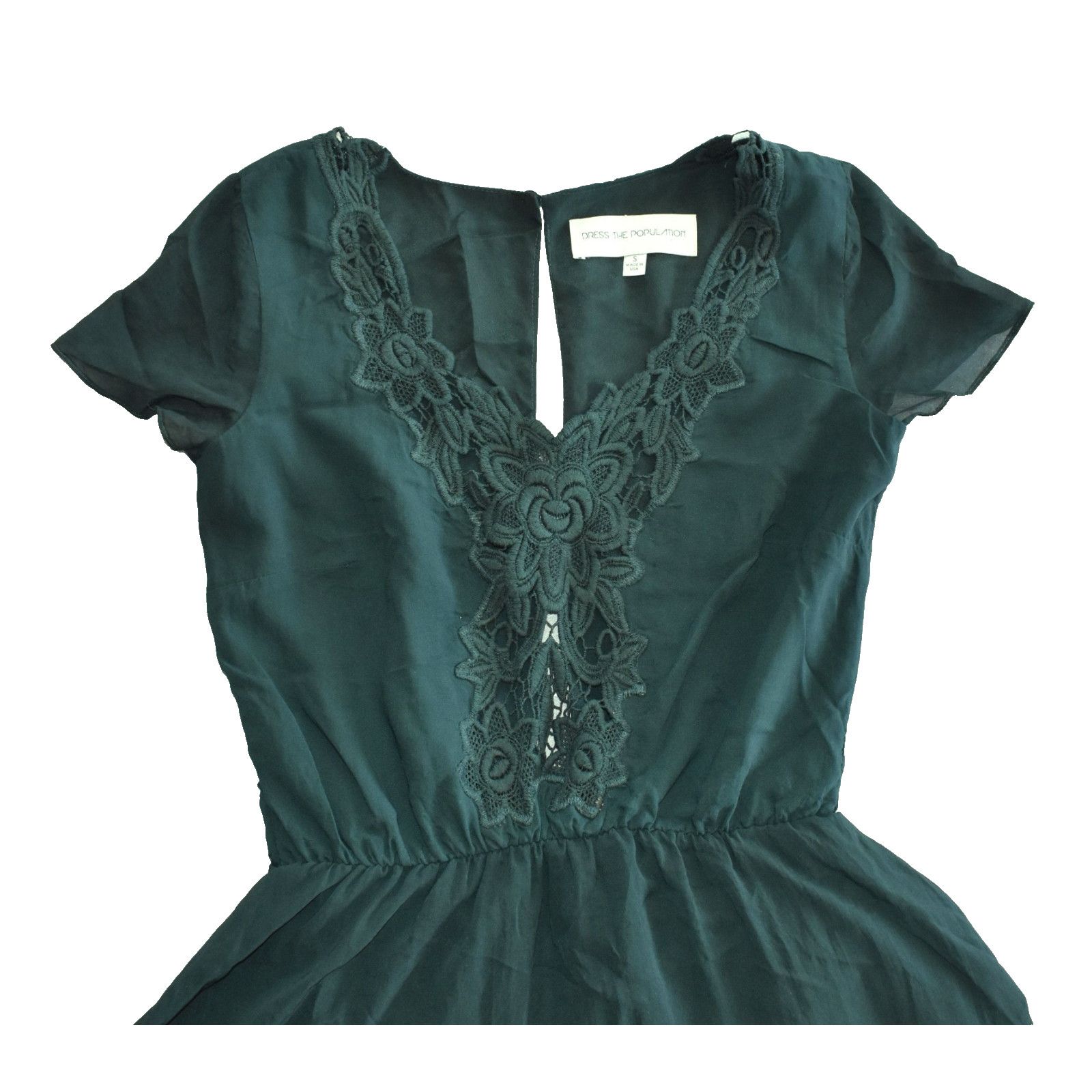 Dress the Population DRESS THE POPULATION Evan Emerald Embroidery Dress Sz S $198 Size S / US 4 / IT 40 - 4 Thumbnail
