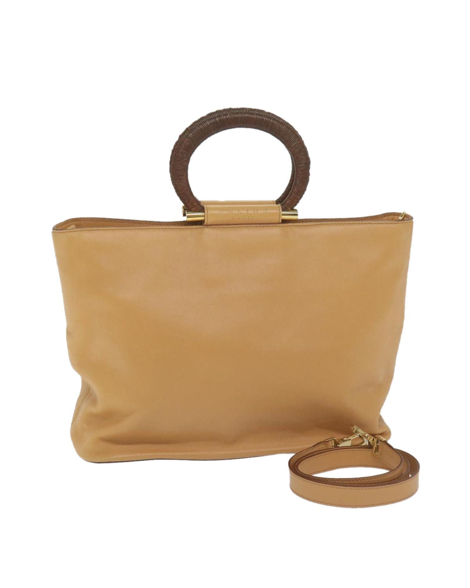 image of Celine Leather 2Way Beige Brown Hand Bag, Women's