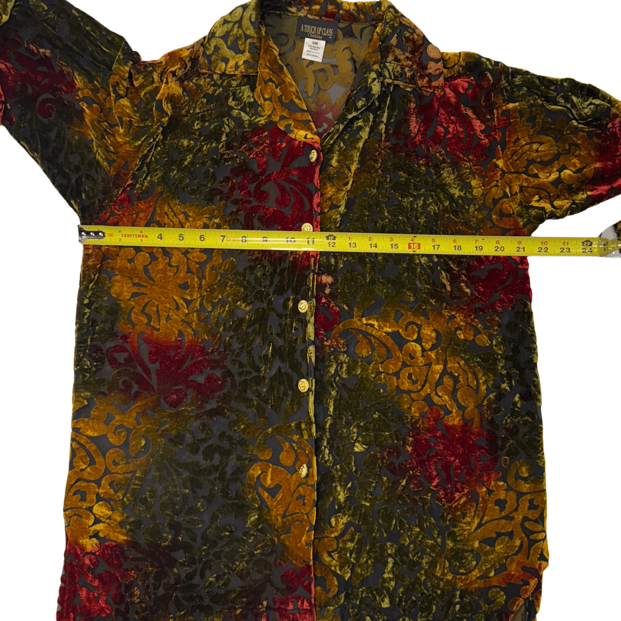 Vintage Vintage Sheer Button Up w/ Velvet Detailing | Women's Small Size S / US 4 / IT 40 - 7 Thumbnail