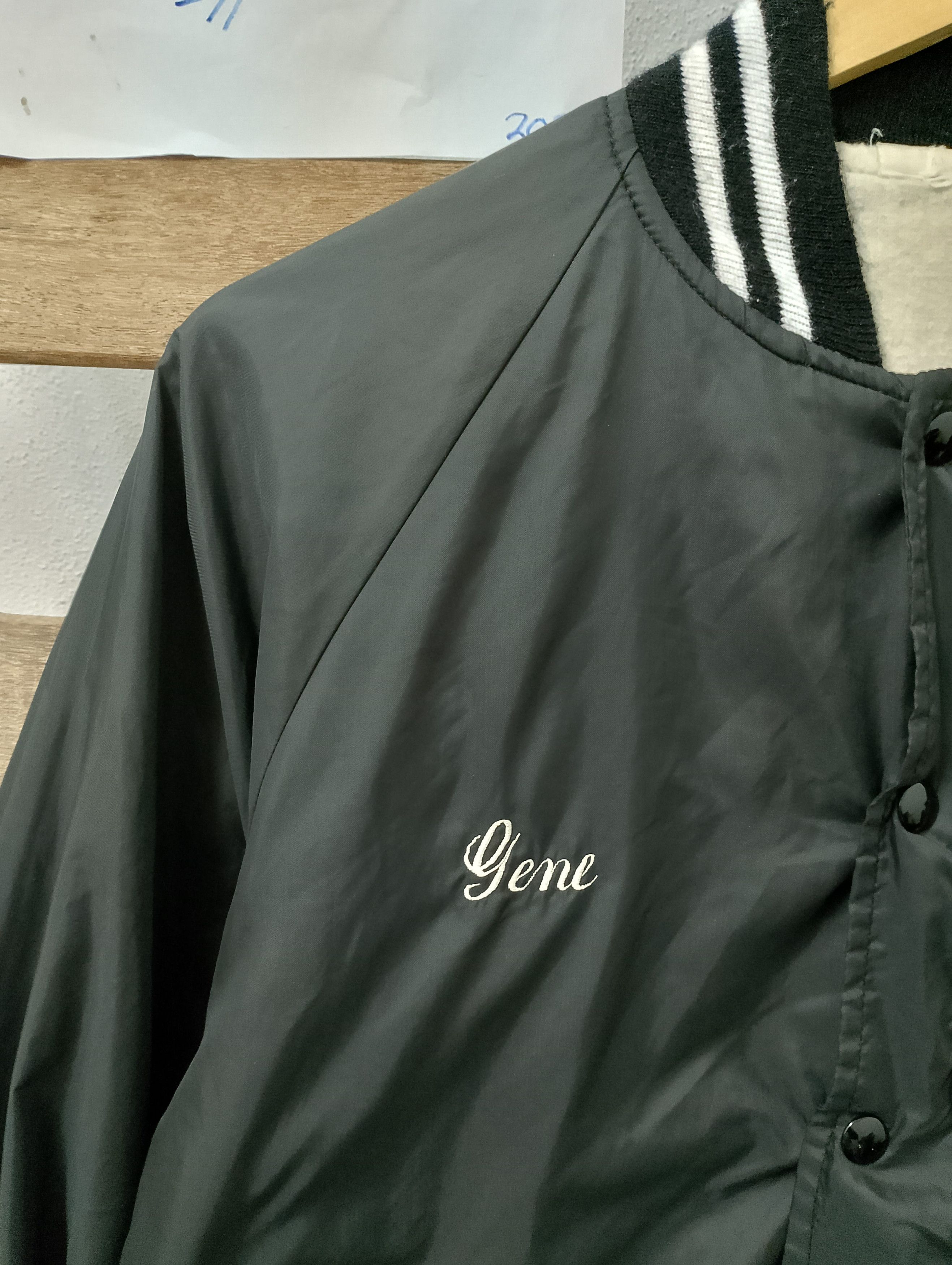 Vintage 80s Satin Bomber Jacket Black Varsity CC Patch