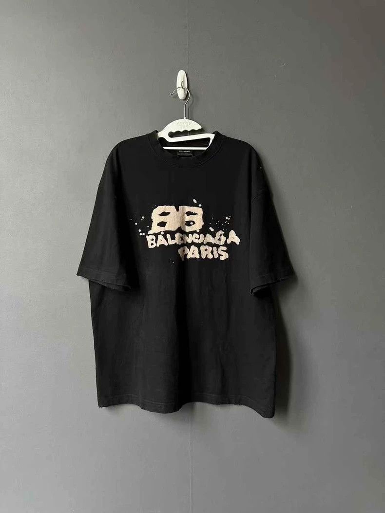 Balenciaga Balenciaga SS23 Black Graffiti Short Sleeve Size US M / EU 48-50 / 2 - 1 Thumbnail