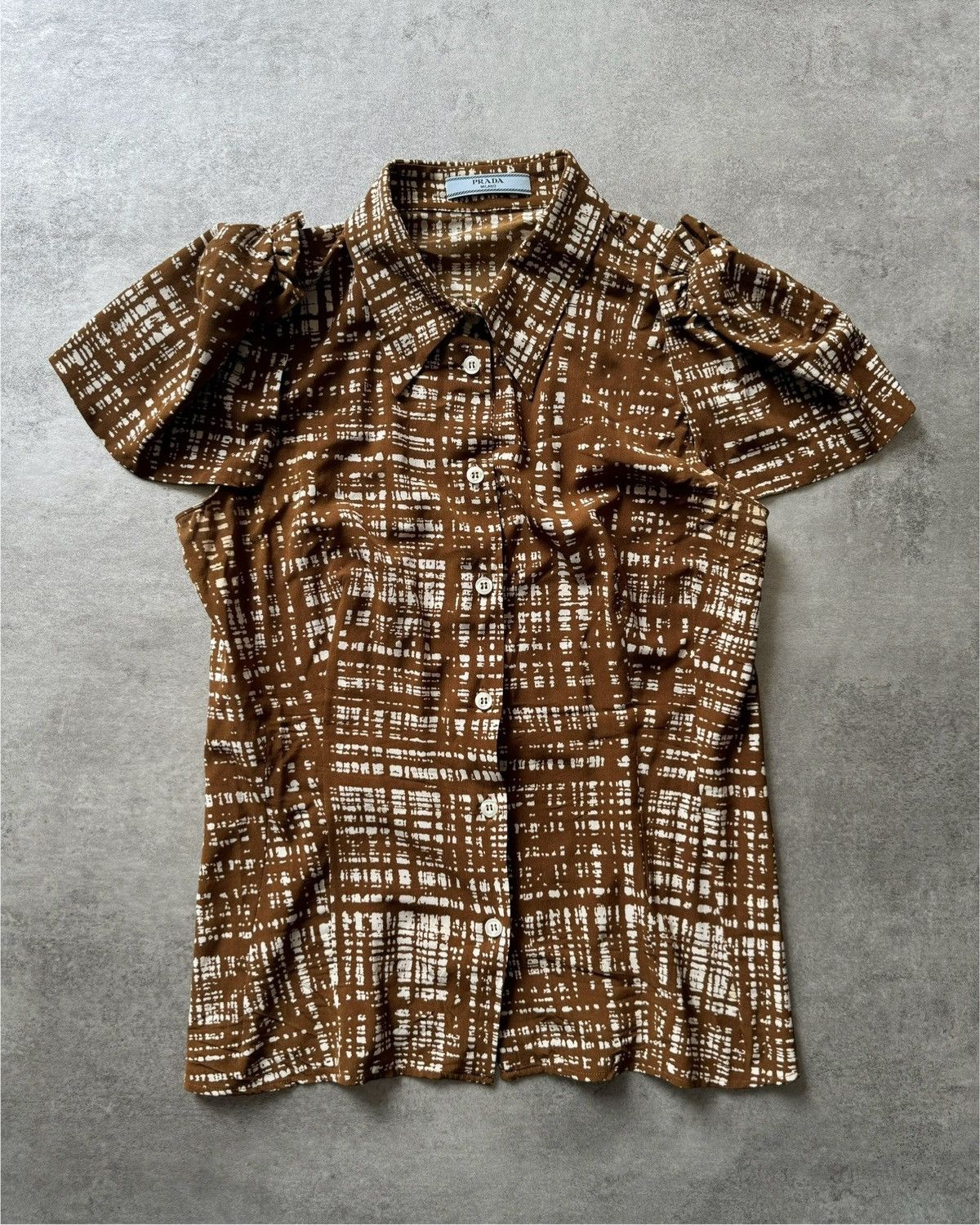 Archival Clothing × Prada SS1996 Prada Silk Brown Blouse Shirt 