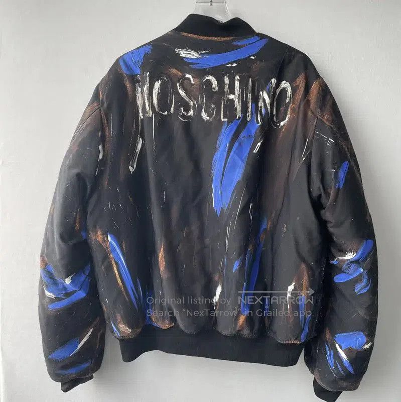 Moschino Moschino Black Bomber Jacket with Colorful Print . Size US M / EU 48-50 / 2 - 1 Thumbnail