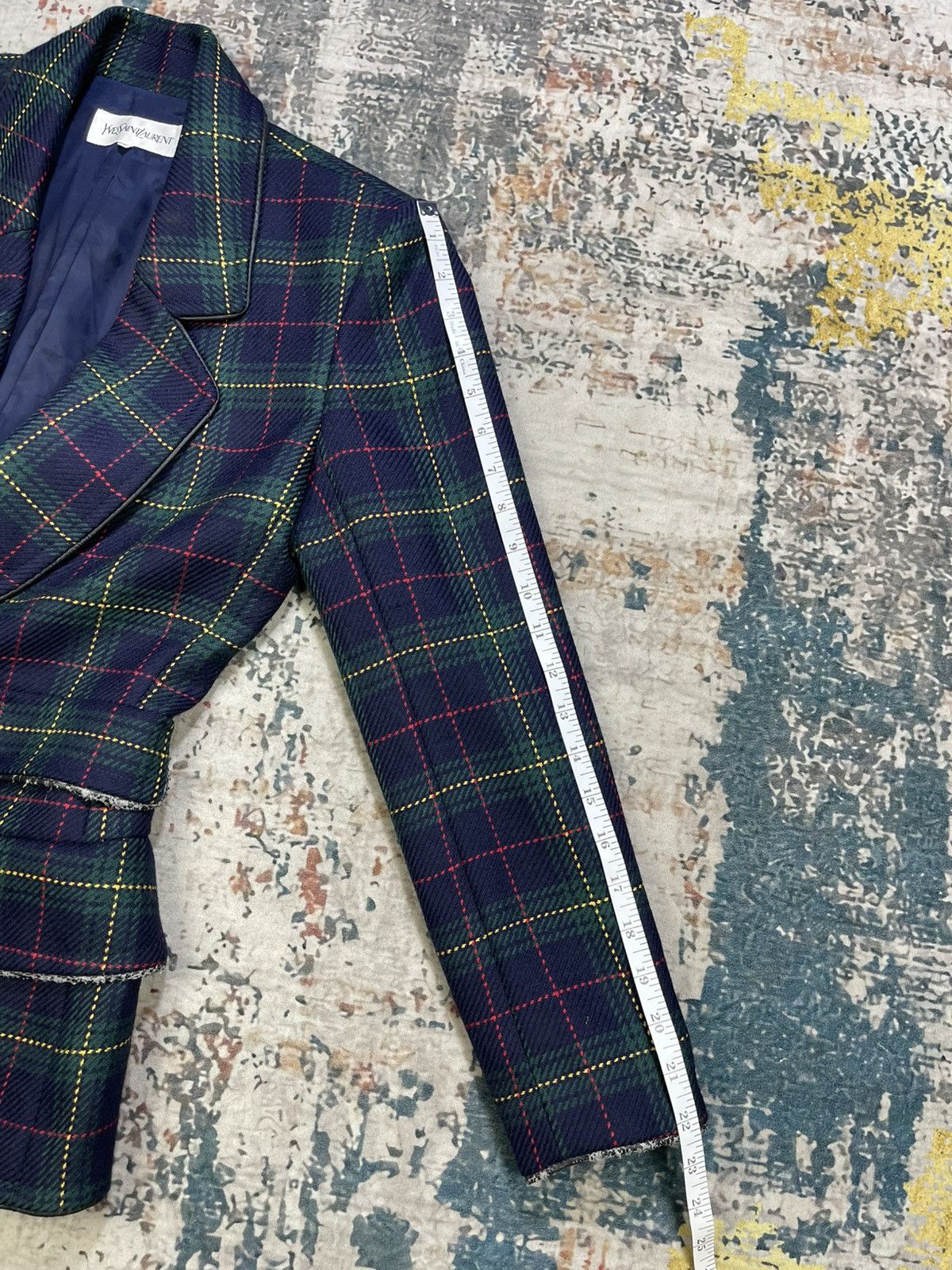 Yves Saint Laurent Yvest Saint Laurent Multicolor Plaid Blazer Jacket Size XXS / US 00 / IT 34 - 15 Thumbnail