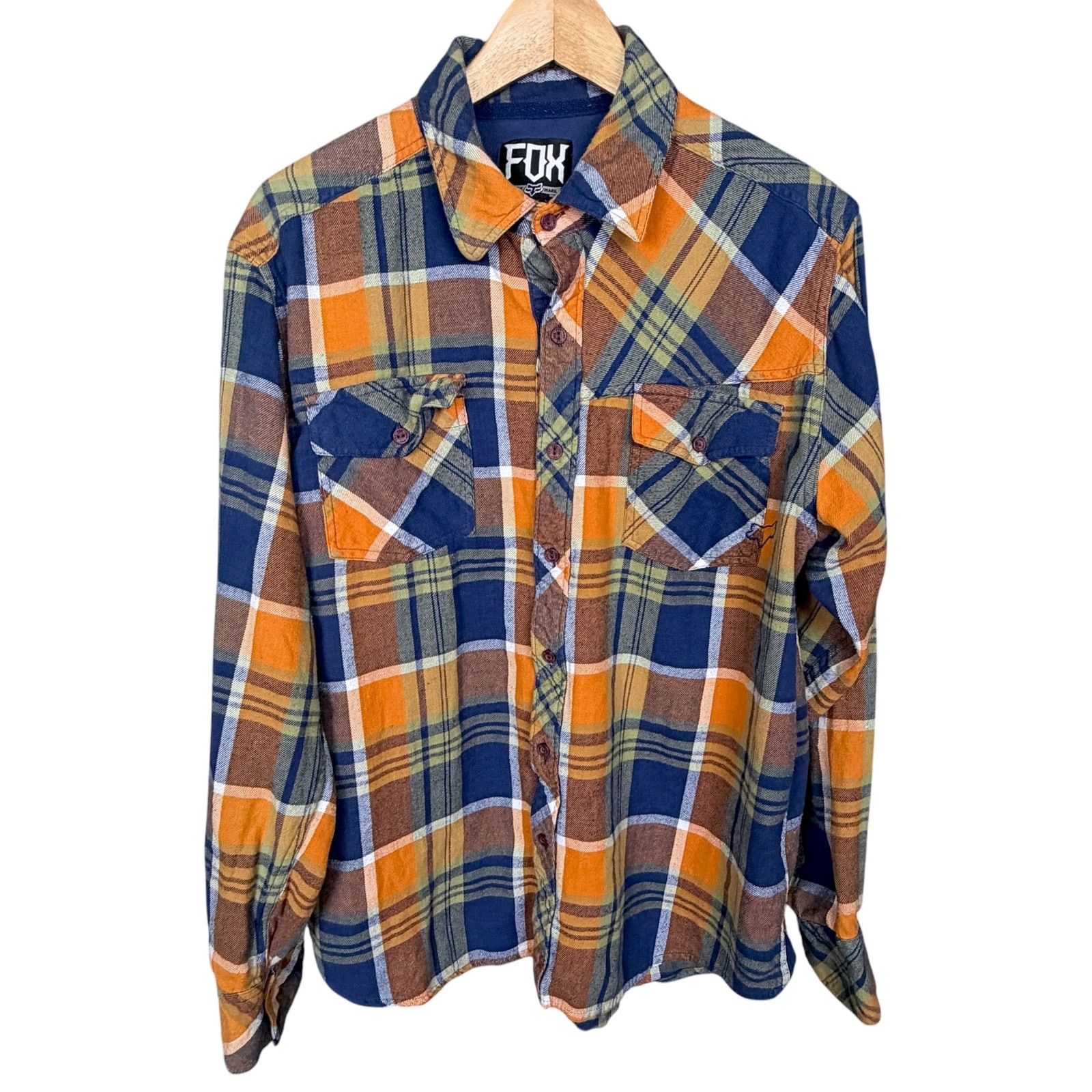 Fox Racing Fox Racing Flannel Shirt Mens XL Orange Plaid Long Sleeve Size US XL / EU 56 / 4 - 8 Thumbnail