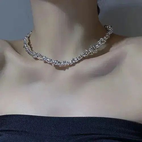 Jewelry x Vintage Special-Shaped Irregular Necklace in Silver, Men's