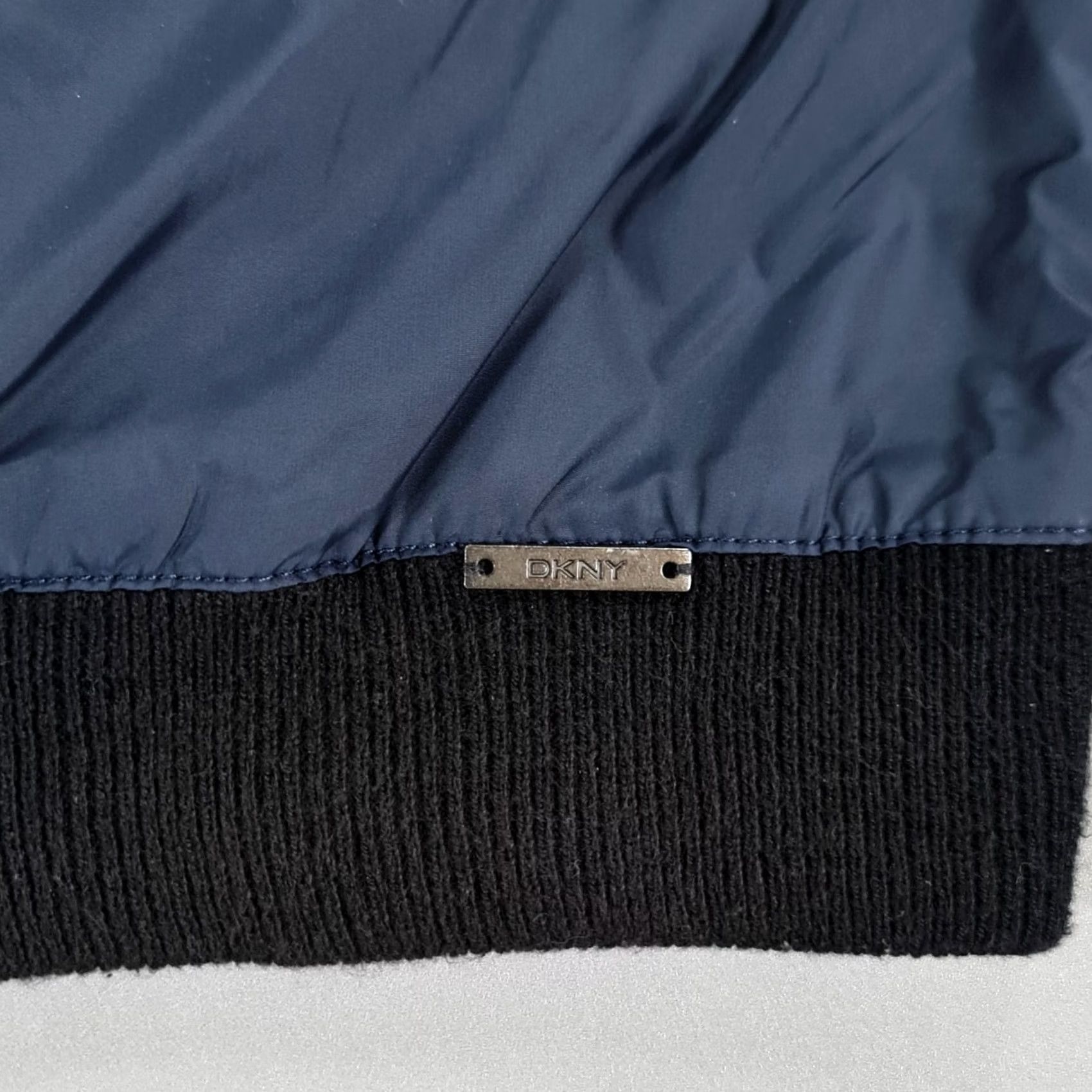 DKNY DKNY Mens Jacket Blue Black XL Bomber Full Zip Lightweight Cotton Nylon Pockets Size US XL / EU 56 / 4 - 5 Thumbnail