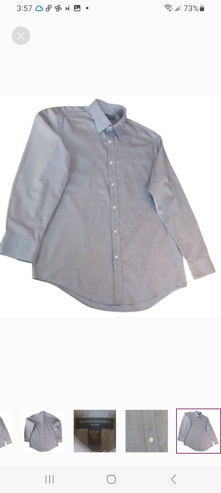 Banana Republic Banana Republic Grey Relaxed Fit Long-Sleeve Button Up Size US L / EU 52-54 / 3 - 6 Thumbnail