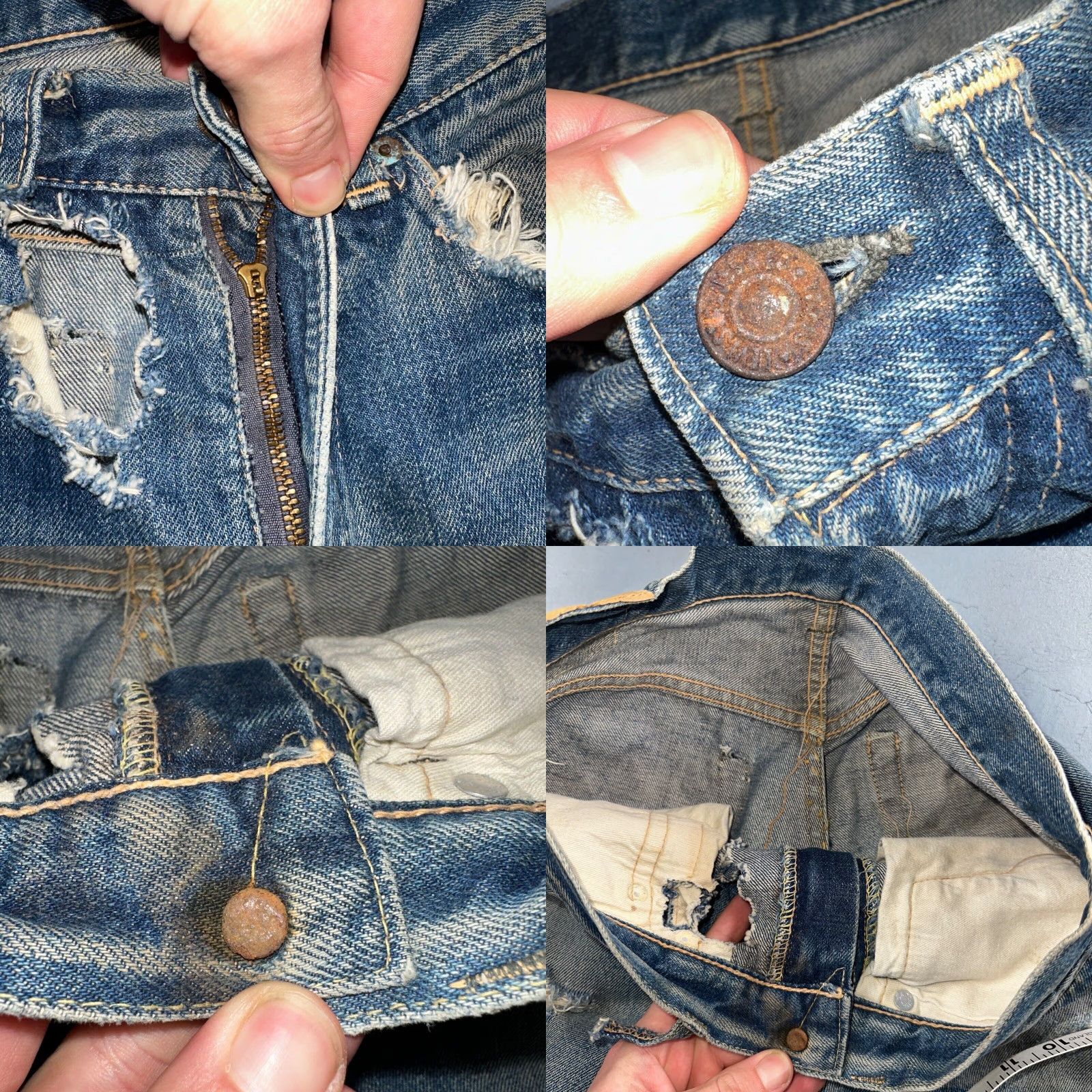 Levi's VINTAGE Levi's 505 Big E Jeans 28 Regular USA Denim Blue 60s 70s 501 XX Straight Mens Jeans Pattern Solid Distressed Button Rise Mid 10-12 Inseam 26 Size US 28 / EU 44 - 9 Thumbnail