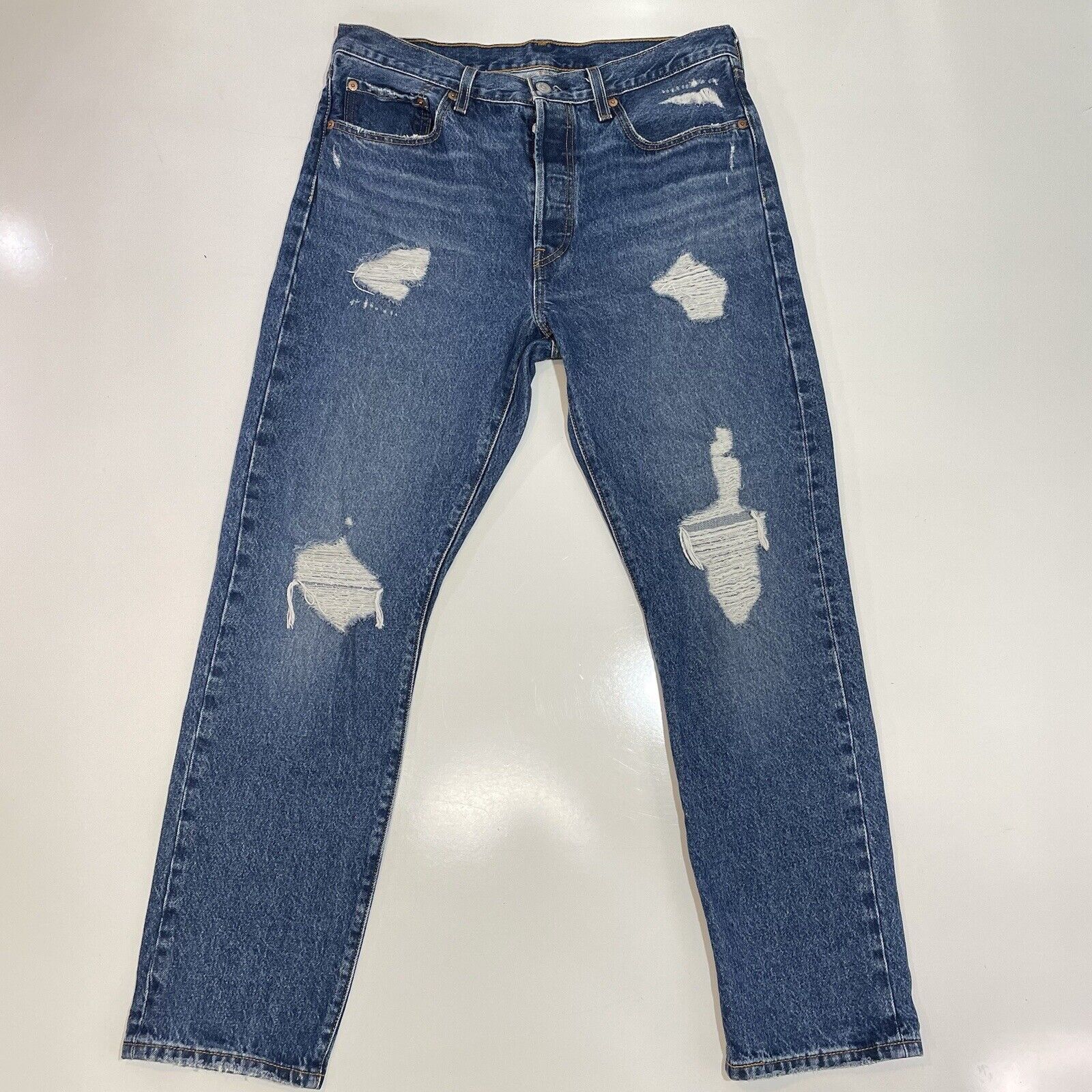 Levi's Levi’s Strauss Men’s 501 Jeans Button Fly Straight Leg Blue Size US 31 - 1 Thumbnail
