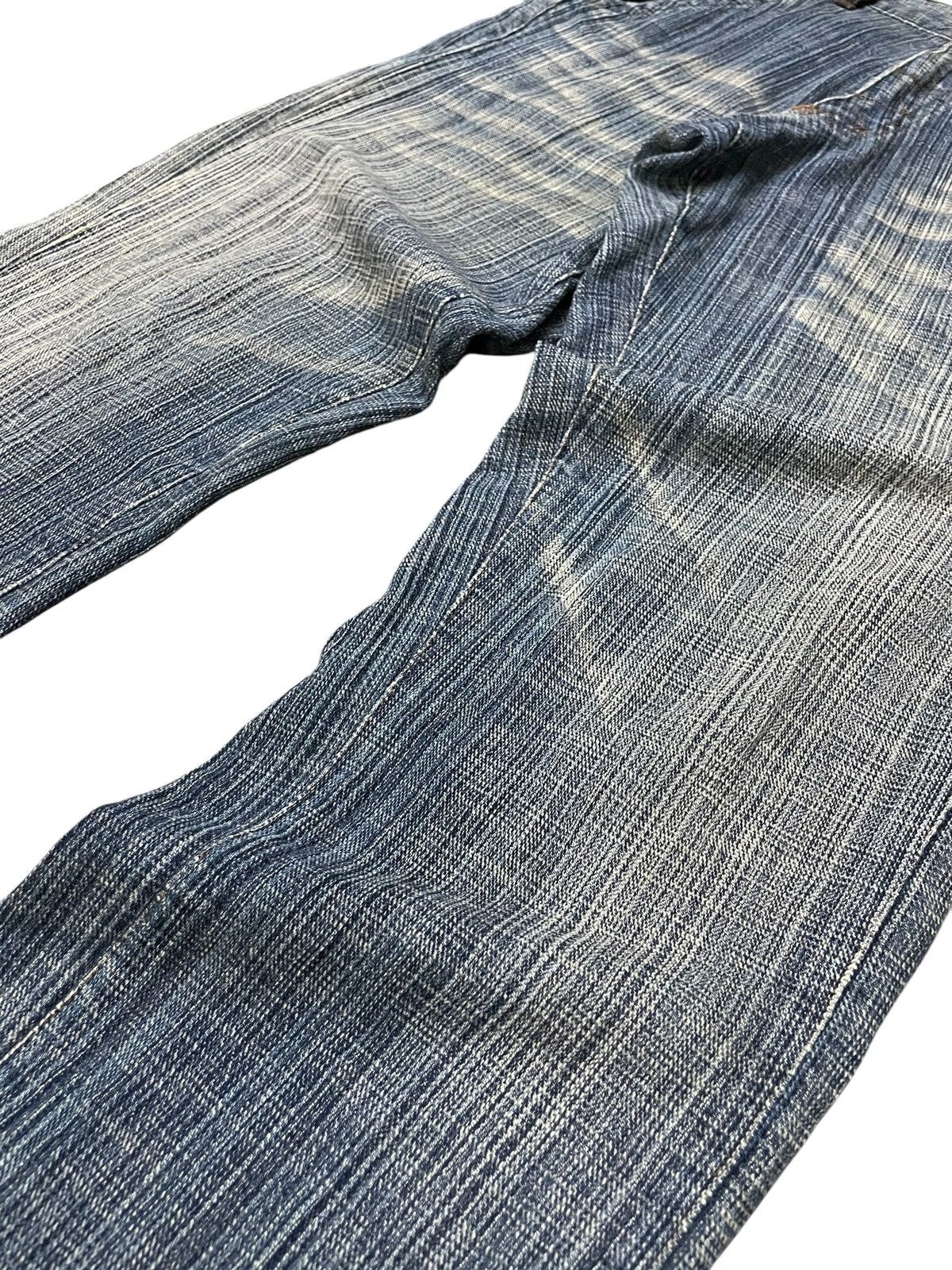 Blue Blue Japan × Hysteric Glamour × Japanese Brand Gumu International Indigo Wash Hand Stripped Woven Jeans Size US 30 / EU 46 - 6 Thumbnail