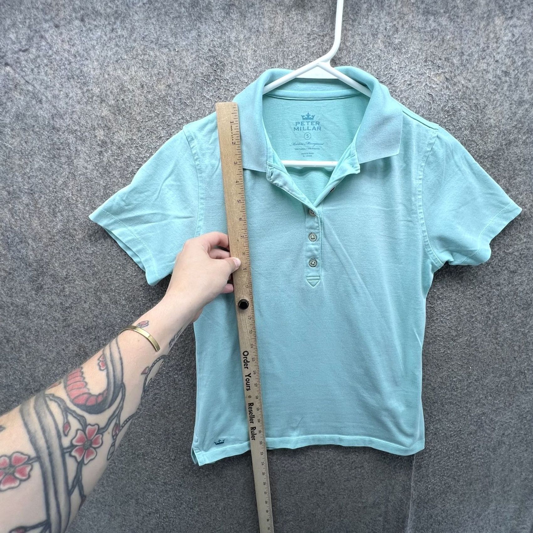Peter Millar Peter Millar Polo Shirt Womens Small Blue Solid Moisture Wicking Golf Top Shirt Size S / US 4 / IT 40 - 5 Thumbnail