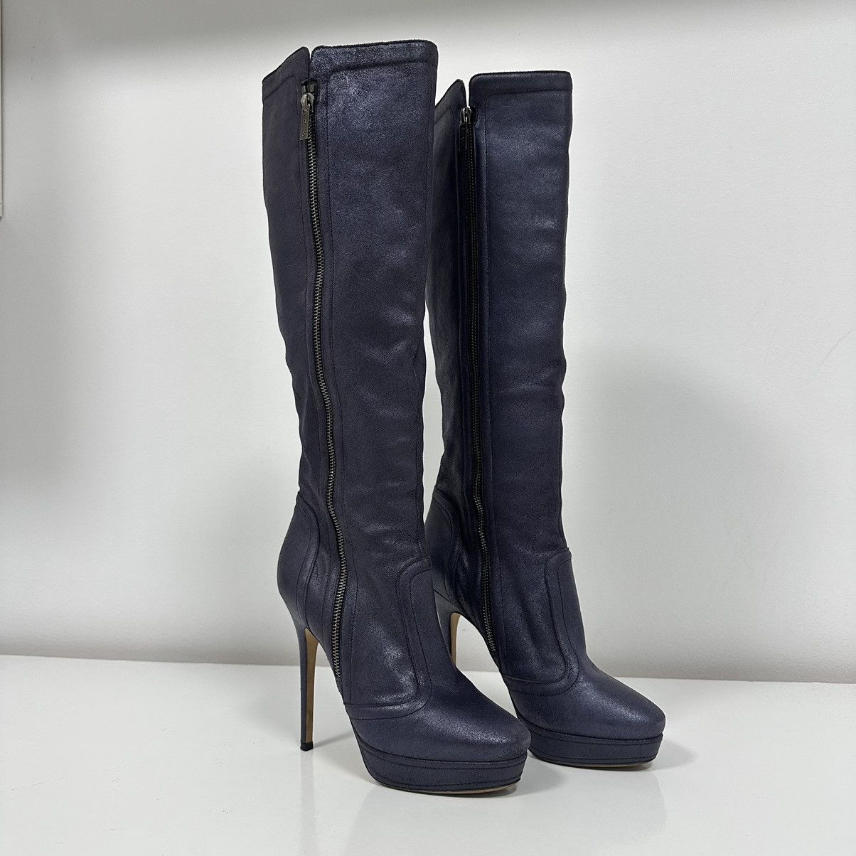 Jimmy Choo Jimmy Choo Metallic Purple Leather Knee Lenght Boots Size US 8 / IT 38 - 3 Thumbnail