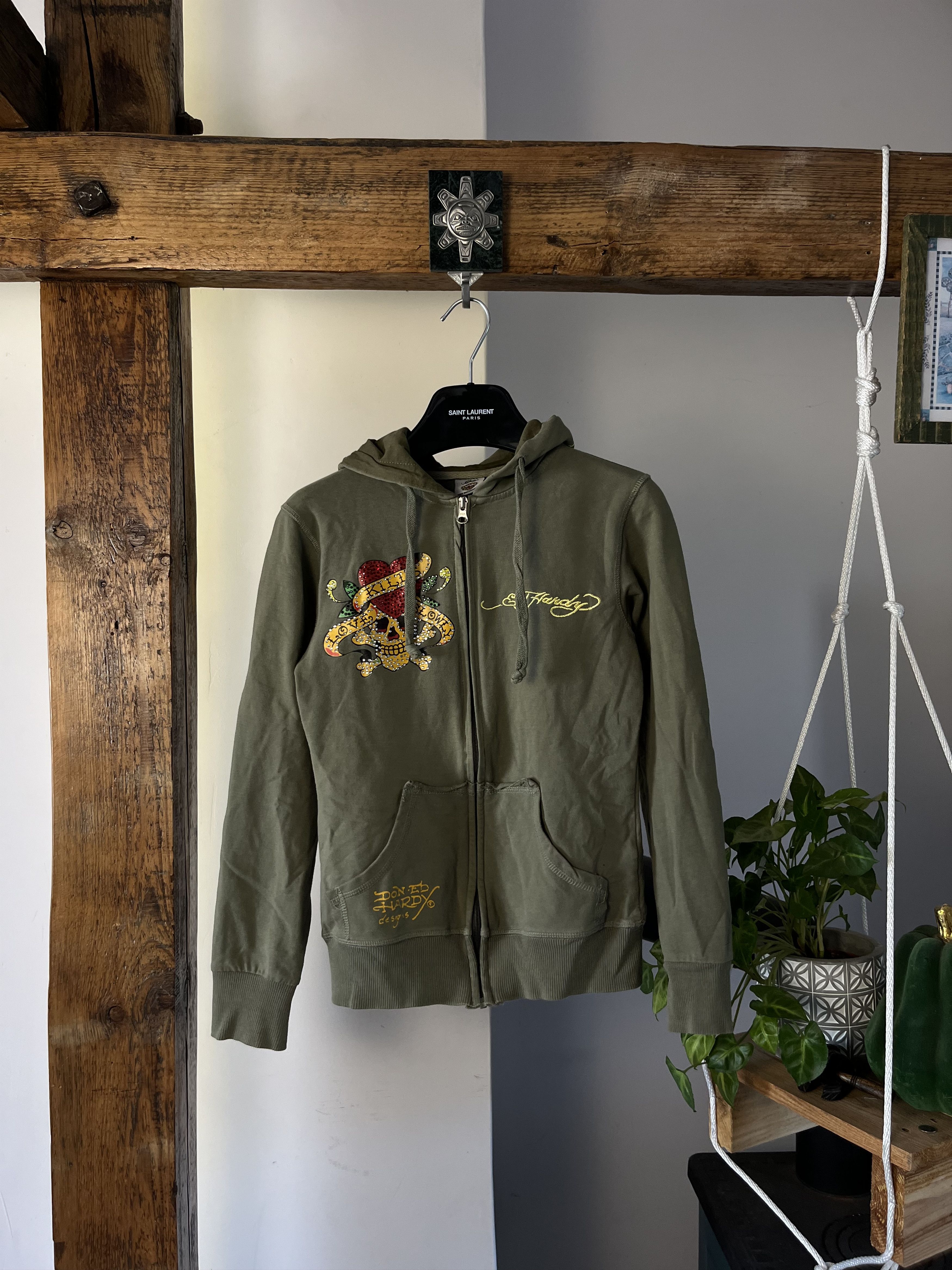 Christian Audigier × Ed Hardy × Vintage Ed Hardy By Christian Audigier Skull Zip Hoodie Size M / US 6-8 / IT 42-44 - 1 Thumbnail