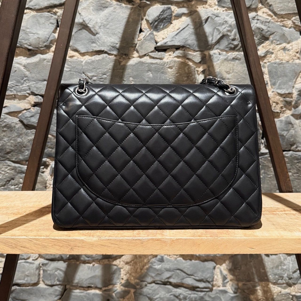 Chanel Chanel Black Lambskin Classic Maxi Double Flap Bag Size ONE SIZE - 6 Thumbnail