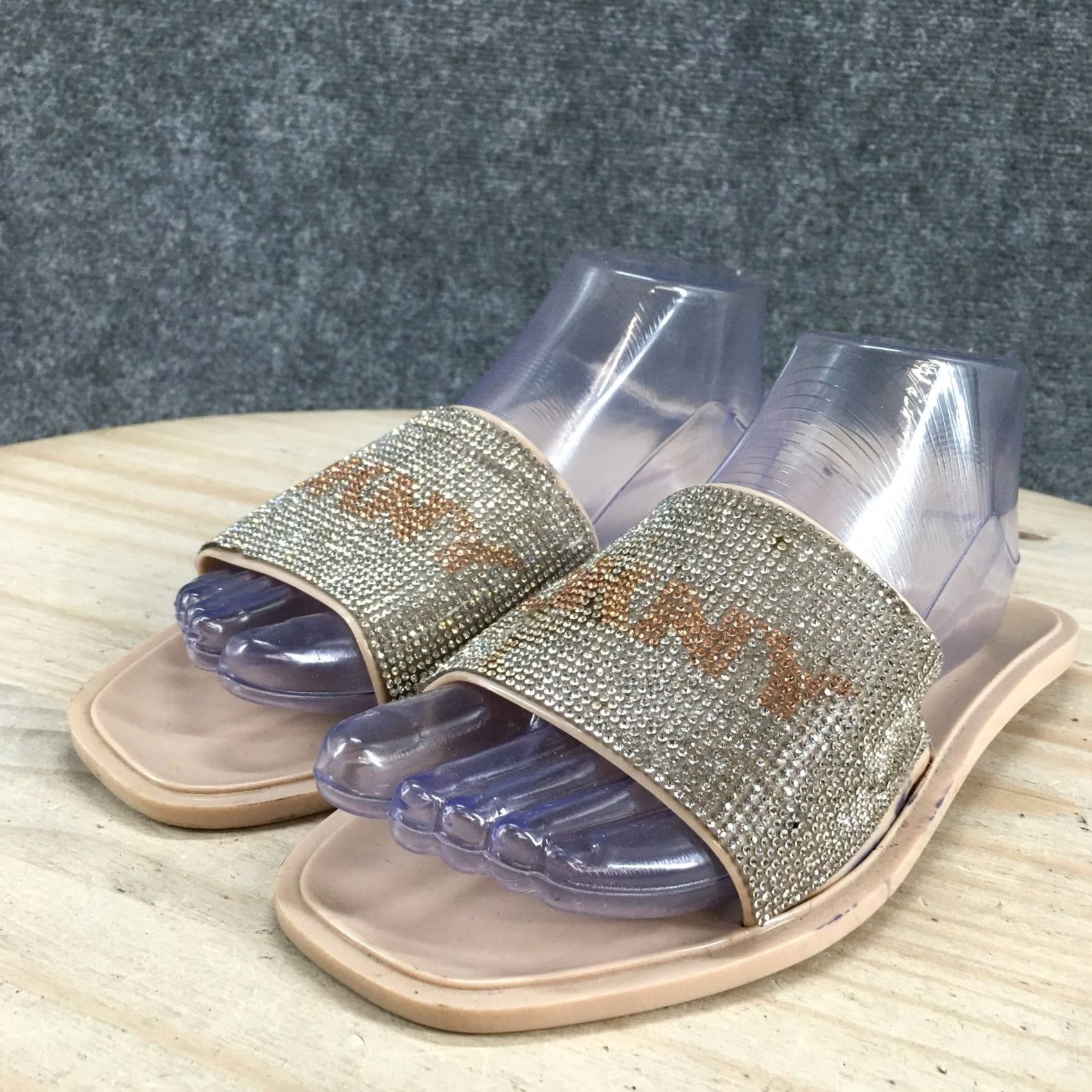 DKNY DKNY Sandals Womens 10 Silver Slides Flip Flop Slip On Casual Open Toe Flat Size US 10 / IT 40 - 3 Thumbnail