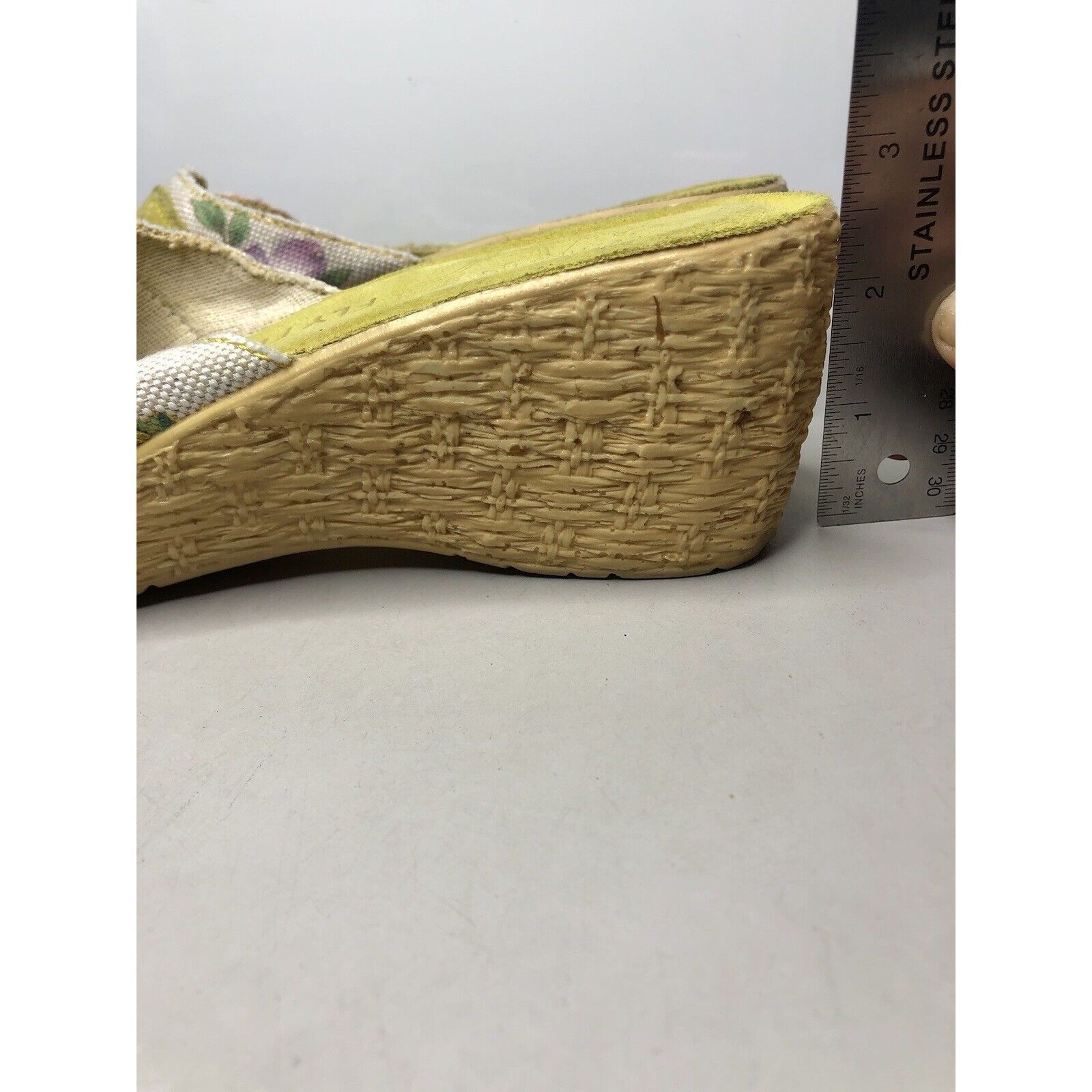 Other FLY FLOT Anti Shock Yellow Suede Floral Buckle Wedge Sandals Size US 10.5 / IT 40.5 - 13 Thumbnail