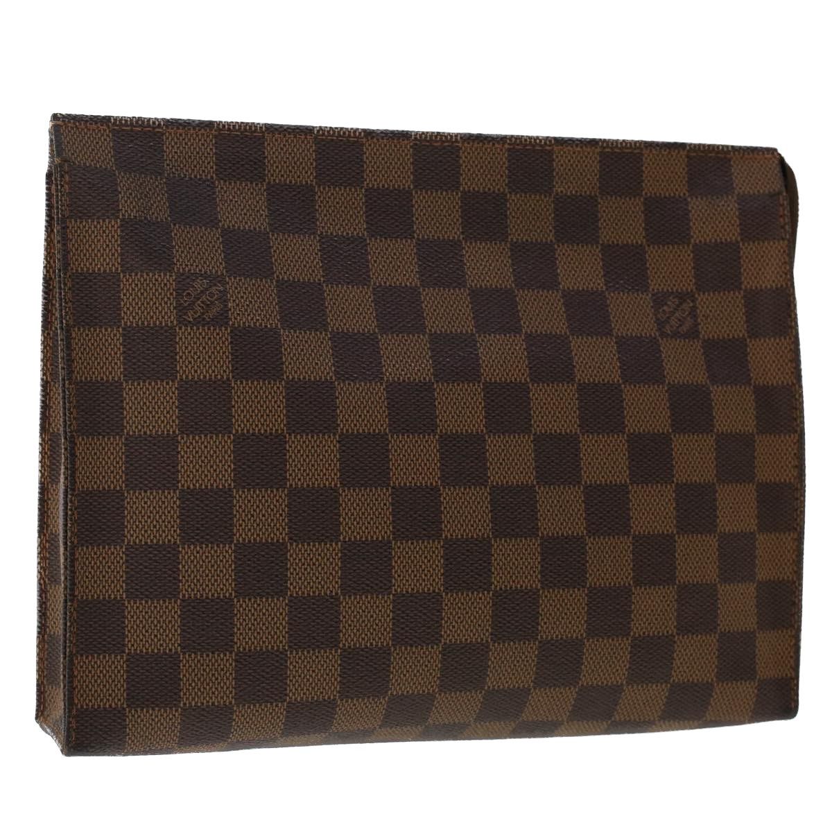 LOUIS VUITTON Damier Ebene Poche Toilette 26 Pouch N47543 LV Auth