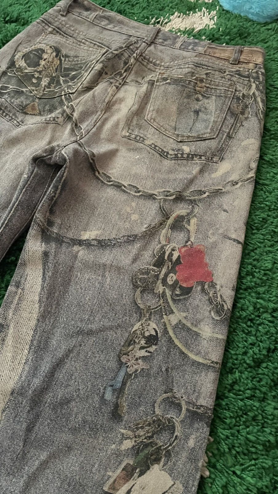 Vintage Chain painted denim barrel Ansley printed acne y2k Size US 32 / EU 48 - 5 Thumbnail