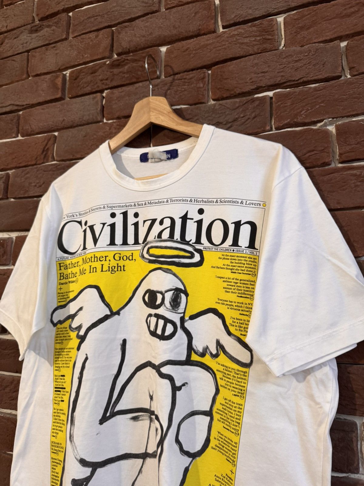 Comme des Garcons SHIRT × Japanese Brand × Junya Watanabe CDG Junya Watanabe Civilization T shirt Japanese Hype L Whit Size US L / EU 52-54 / 3 - 5 Thumbnail
