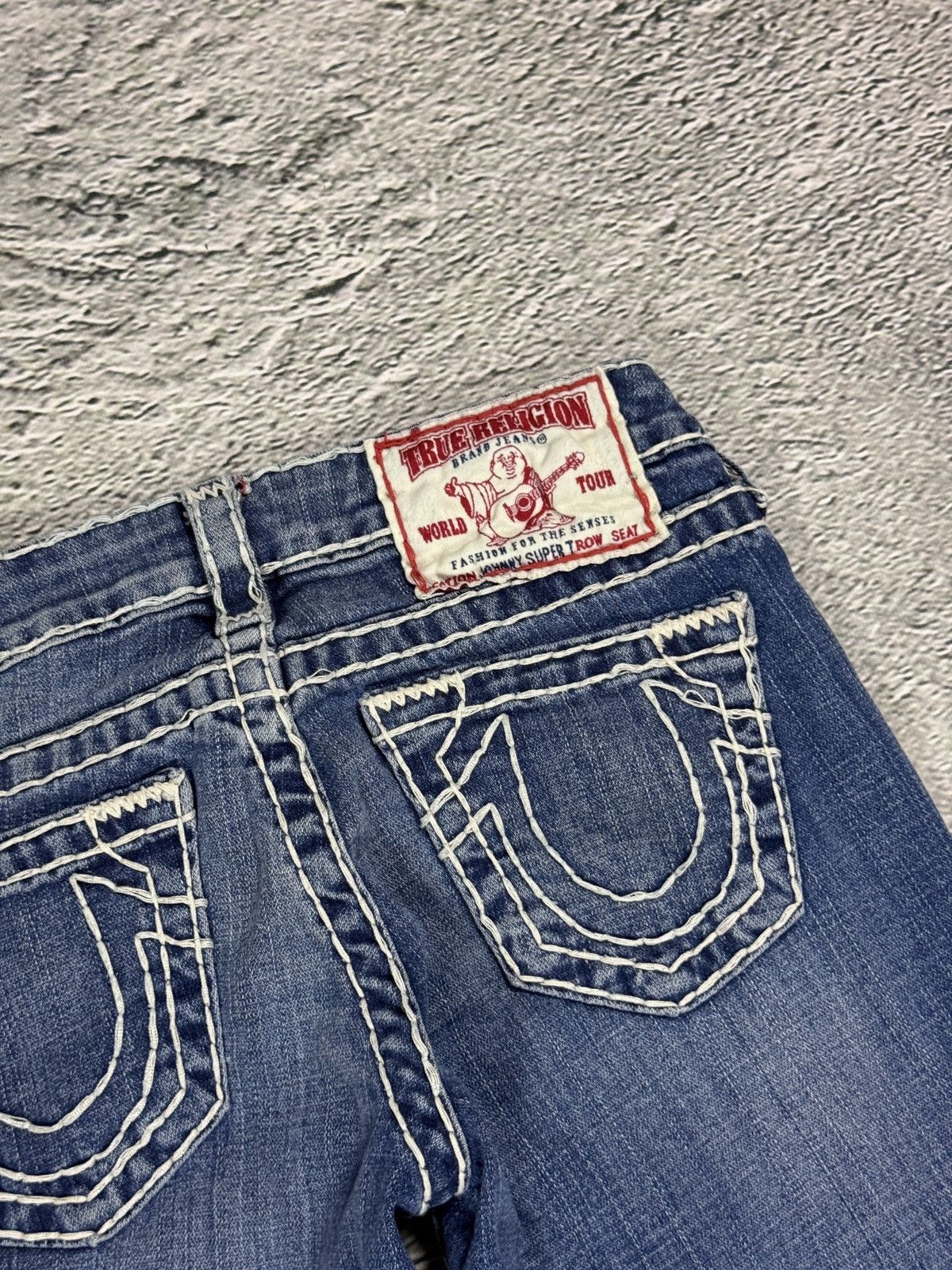 True Religion True Religion Vintage Bootcut Johnny Blue White Stitching Size 25" / US 0 / IT 36 - 4 Thumbnail