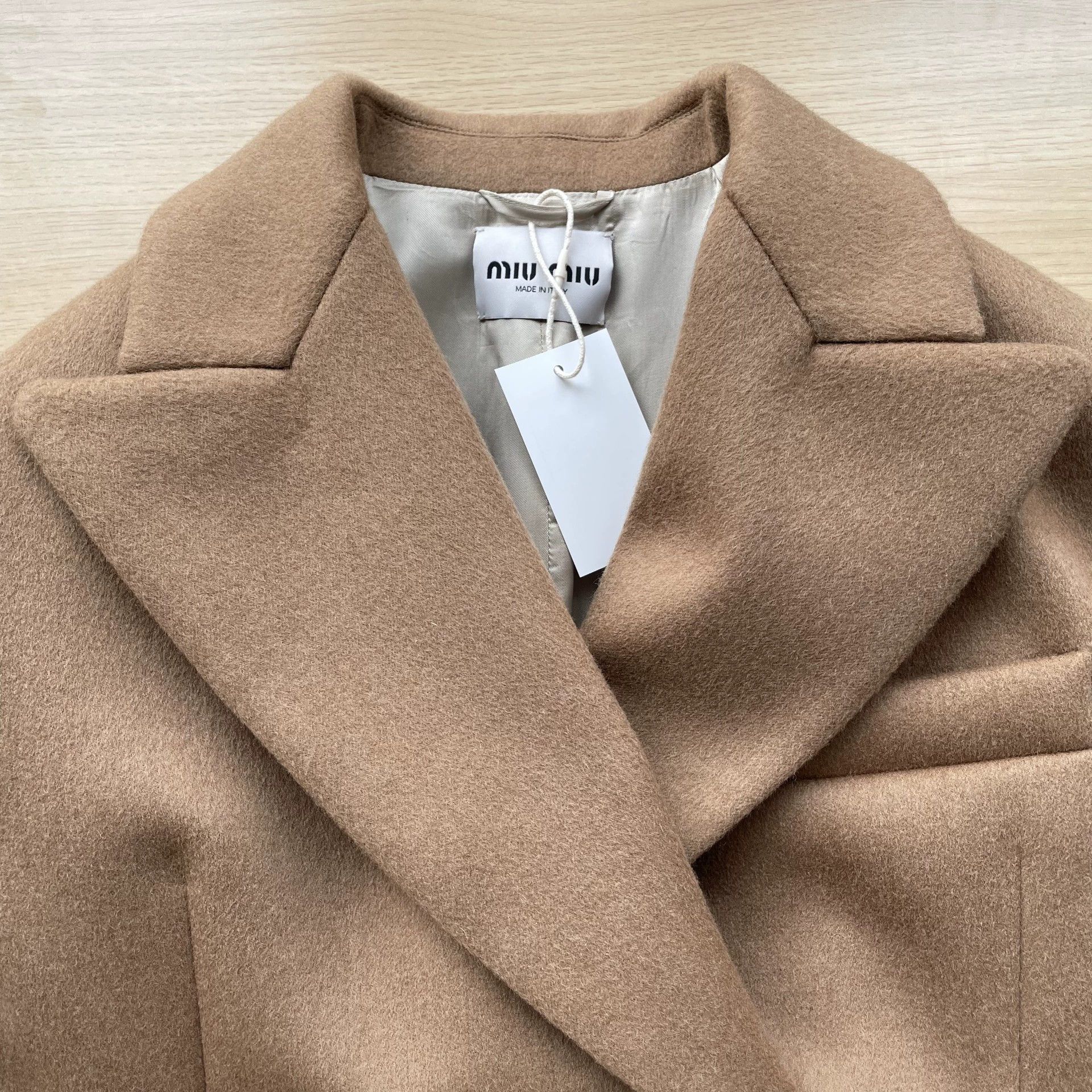 Miu Miu MIU MIU Wmn's DB Collar Camel Jacket 36 Size XS / US 0-2 / IT 36-38 - 3 Thumbnail