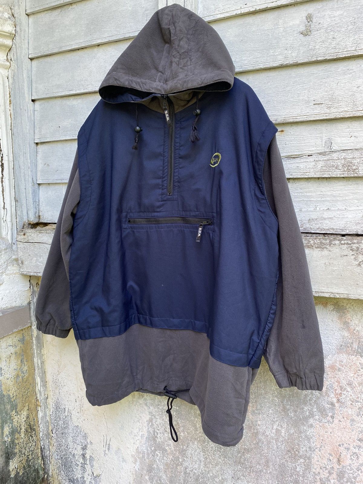 B.U.M Equipment Oversized B.U.M Half Zipper Anorak Nylon Fleece Hoodie Size US L / EU 52-54 / 3 - 2 Thumbnail