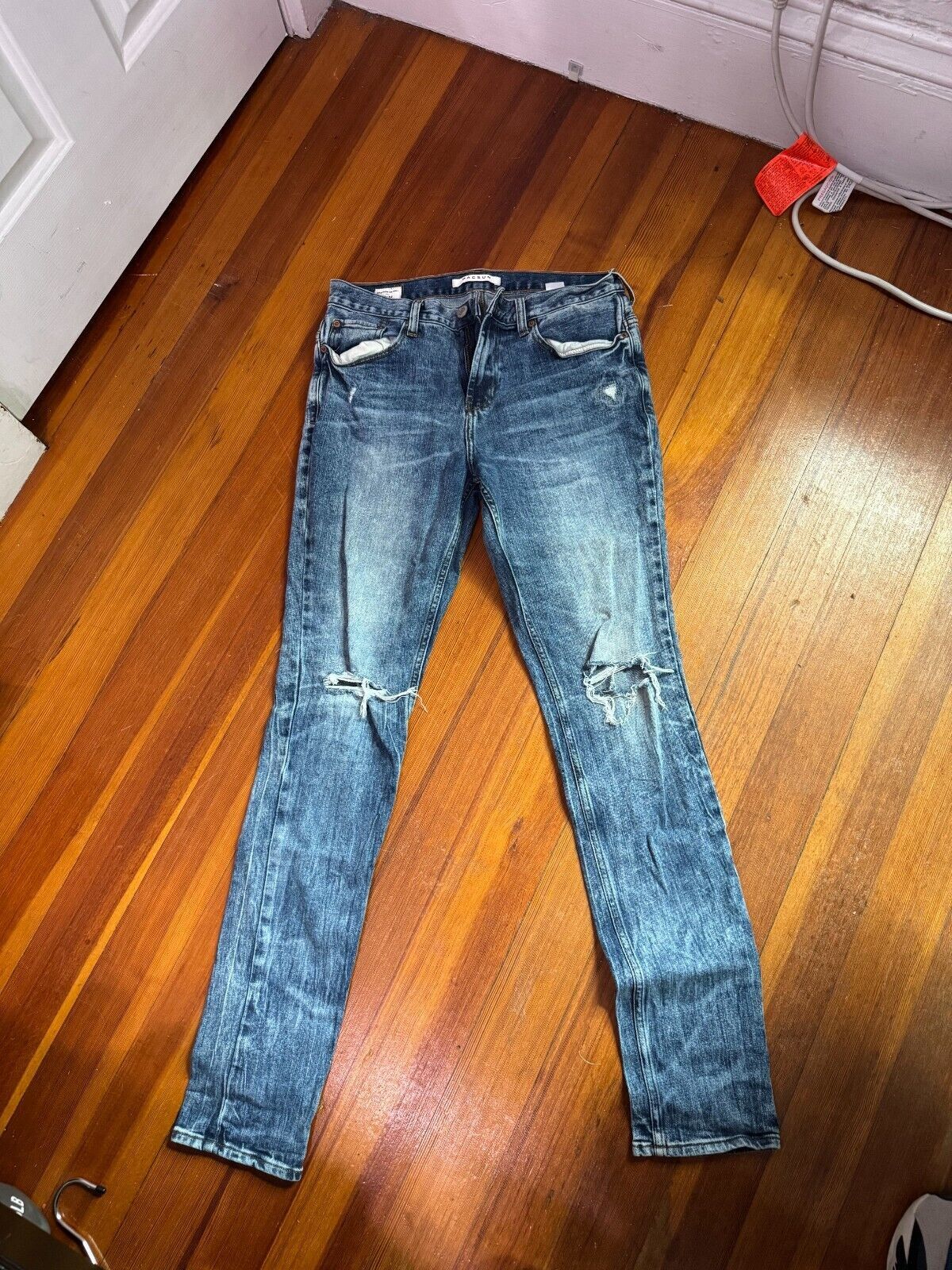 Pacsun 30x32 PacSun Stacked Skinny Jeans Mens Denim Blue Distressed Size US 32 / EU 48 - 2 Thumbnail
