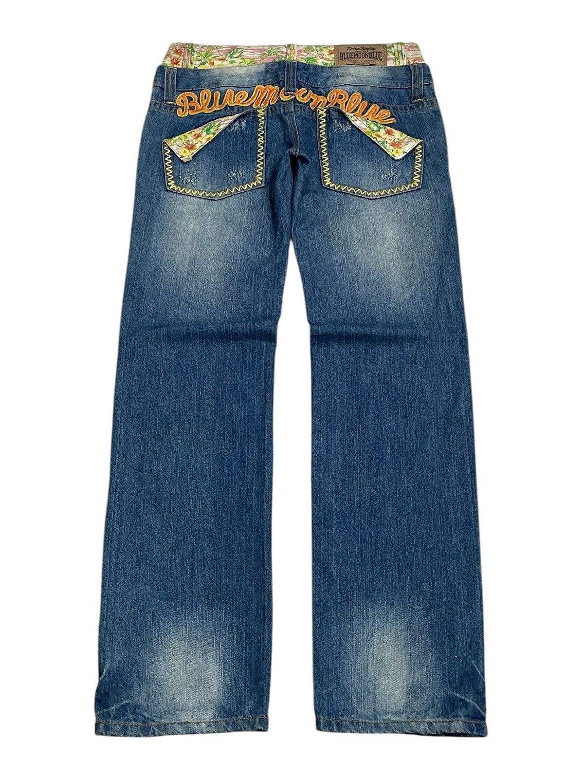 Blue Blue Japan Double Waist Moon Blue Floral Hawai Distress Hard Stiching Size US 28 / EU 44 - 1 Thumbnail
