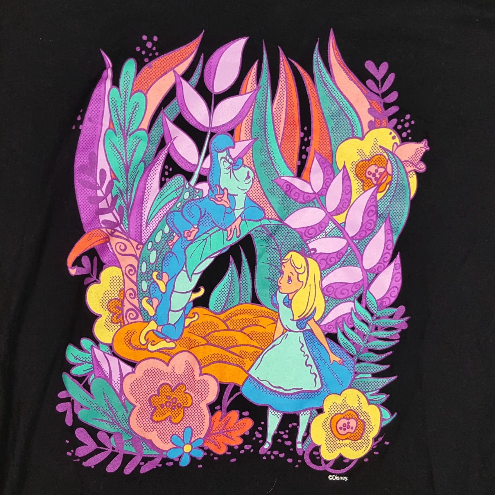 Disney VINTAGE Disney Alice in Wonderland T-Shirt Men XL Retro Cartoon Y2K Trippy Cotton Black Size US XL / EU 56 / 4 - 2 Thumbnail
