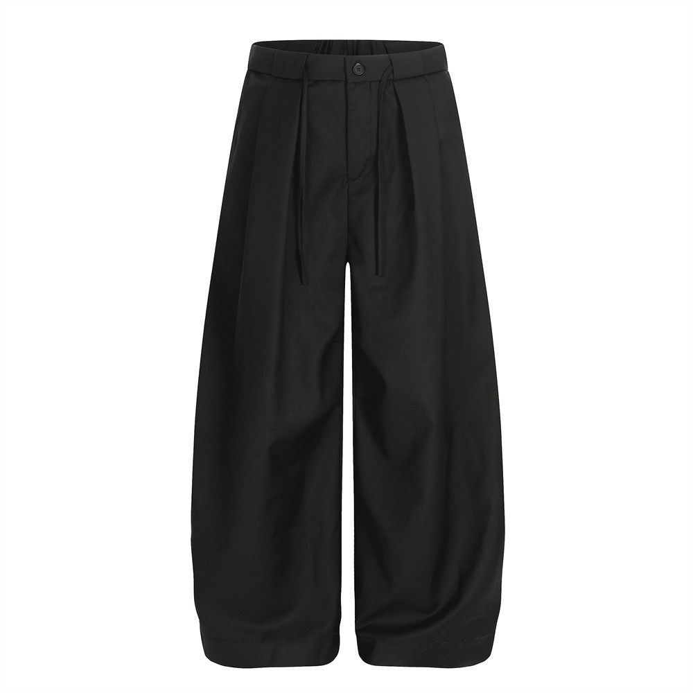 Men's casual retro silhouette loose wide-leg trousers