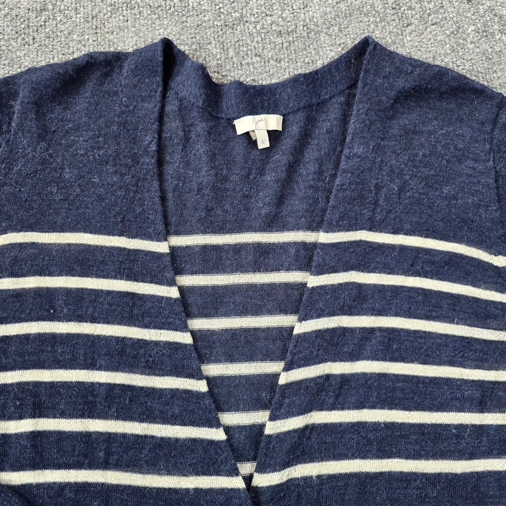 Joie Joie Sweater Womens Large Blue Alpaca Striped Pockets Lightweight Cardigan Knit V-Neck Regular Sleeve Long Fall Spring Winter Jeans? Size L / US 10 / IT 46 - 2 Thumbnail