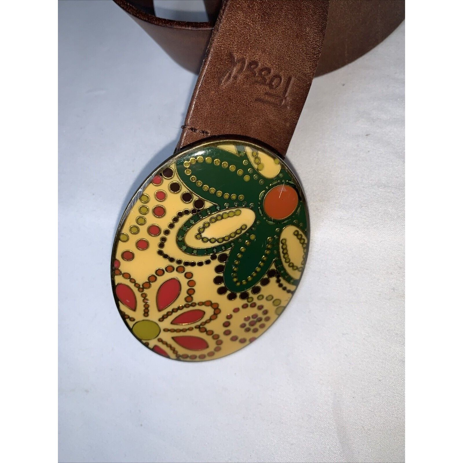 Fossil Fossil Women’s Vintage Brown Belt with Groovy Whimsical Buck Size ONE SIZE - 4 Thumbnail