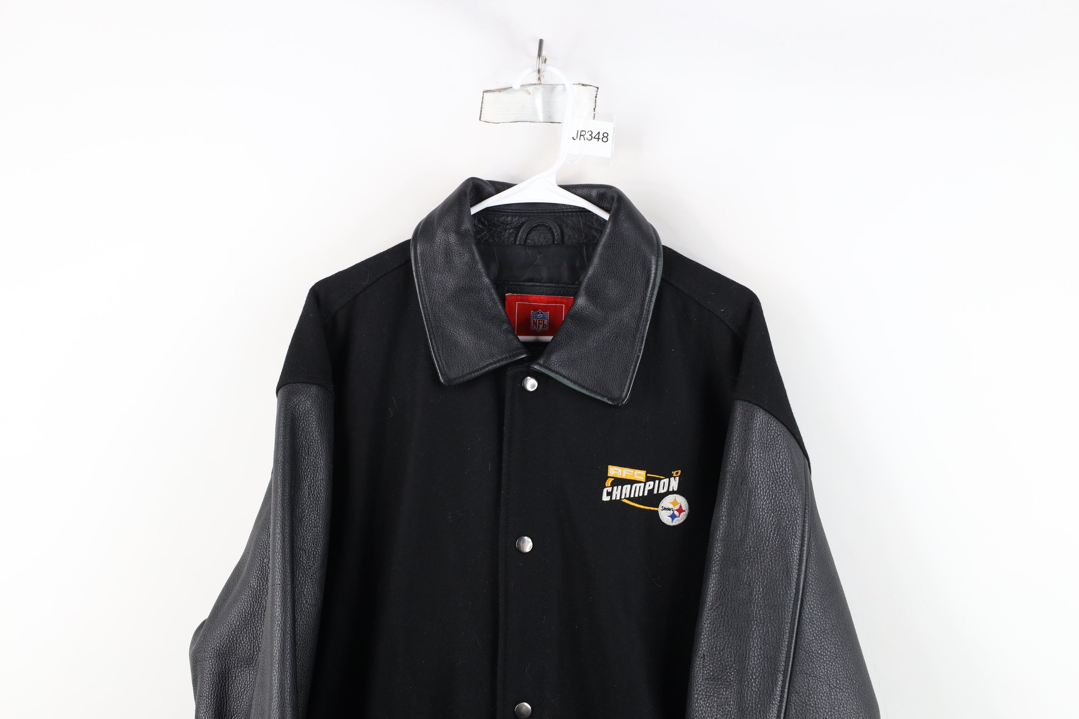 Vintage Vintage Steelers Football Wool Leather Varsity Jacket Black Size US XL / EU 56 / 4 - 2 Thumbnail