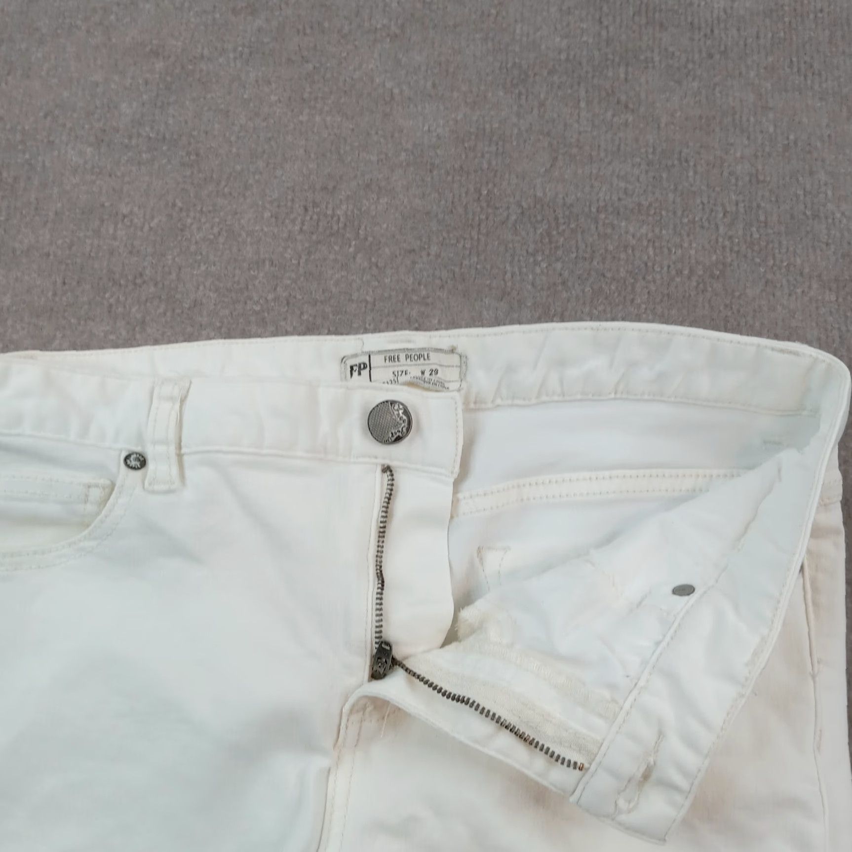Free People Free People Womens White Skinny Jeans Distressed Stretch Size 29 30x26 Size 29" - 6 Thumbnail