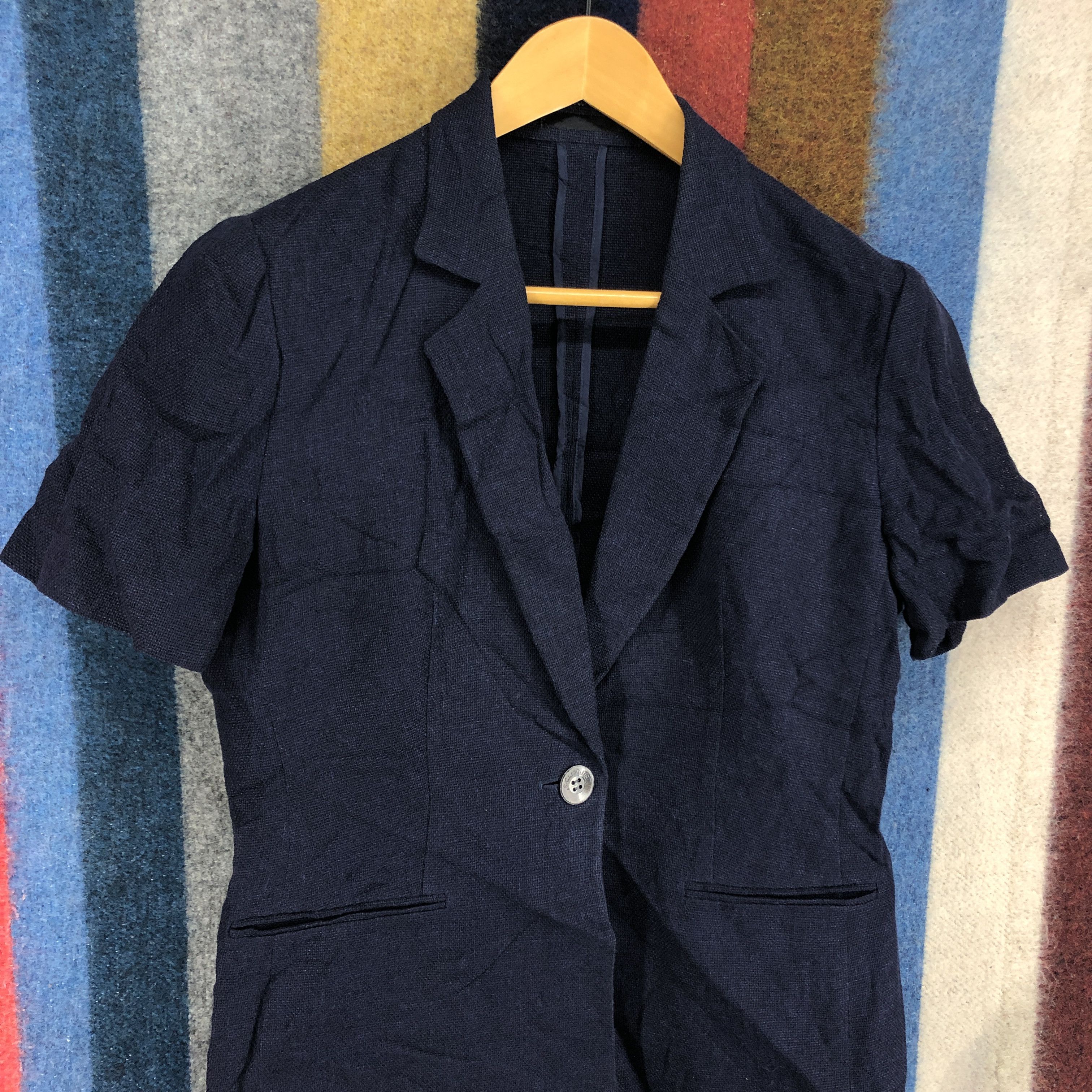 Burberry 90s Vintage BURBERRYS Short Sleeve Blazer Jacket #2784-101 Size S / US 4 / IT 40 - 2 Thumbnail